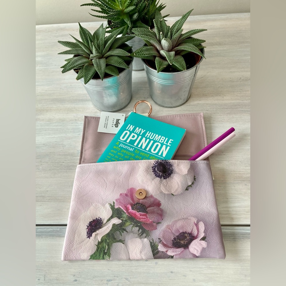 NWT Pink Floral Pencil Pouch & My Humble Opinion Journal